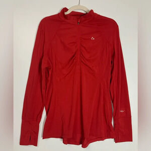 Paradox 1/4  Zip Dri Release Fresh Guard Top Womens XL Ruched Red Merino Blend